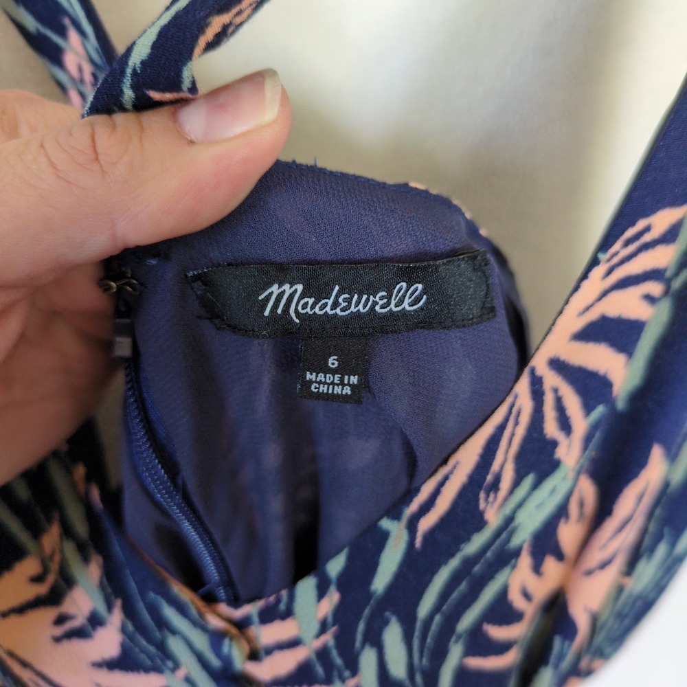 Madewell Oasis Palms Wide Leg Jumpsuit V Back Tropical Resort 6 Beachy Coastal - Picture 9 of 11